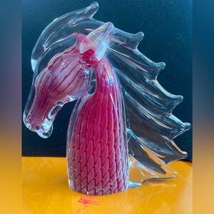 Vintage Murano Glass Attributed Fumato Bullicante Sommerso Horse Head